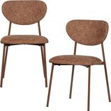 WOOOD Valor Eetkamerstoelen - Geweven Stof - Bruin - Set van 2
