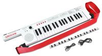 BONTEMPI - Elektronische keytar met 37 toetsen met 4 geluiden, 4 ritmes, 10 vooraf opgenomen liedjes, okon-functie, volumeregelaar, USB type C, batterijlading, draagriem, notenregel 550 x 112 x 40 mm