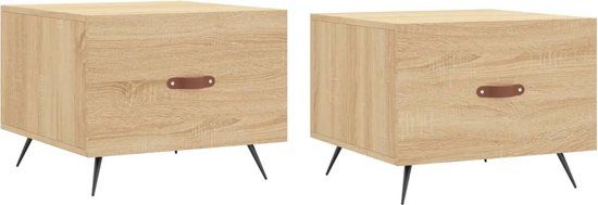 vidaXL Salontafels 2 st 50x50x40 cm bewerkt hout sonoma eikenkleurig