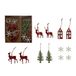 Houten Laser Cut Sneeuwvlok, Boom, Huis en Herten Ornamenten, Veelkleurig, Boxed Set Van 12