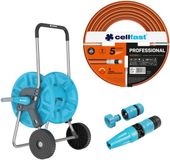 Cellfast Aluplus-slanghaspel 1/2" 60 m + Cellfast-tuinslang, PROFESSIONAL 1/2" 20 m + Set met Cellfast Basic-sproeier 1/2