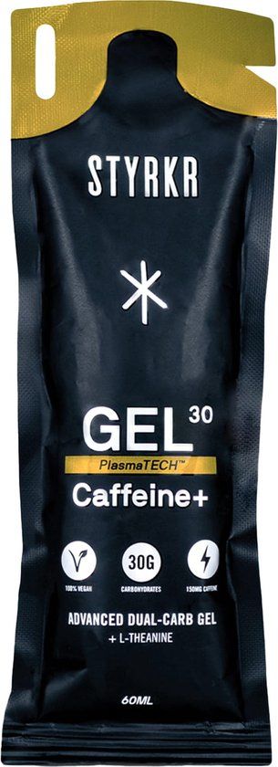 Styrkr Gel 30 Cafeïnehoudende energiegel met twee koolhydraten - Unisex - Goud, Zwart