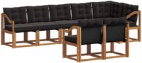 vidaXL Hoek loungeset 8 zitplaatsen Acacia hout Naturel en zwart
