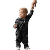 Hoppediz Babyoverall van fleece, extra lange benen, perfect voor babydrager, omslagmanchetten aan handen en voeten, antraciet, maat 68-74