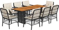 vidaXL 9-delige Tuinset Poly Rattan Zwart