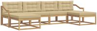 vidaXL - Bank loungeset - 6 zitplaatsen - Wit en Beige - Acacia Hout