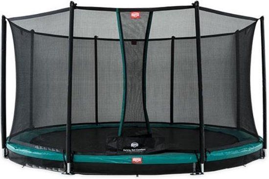 BERG Favorit InGround 380 Trampoline - Safety Net Comfort - AirFlow Springdoek - Groen
