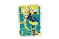 LINA OFFICINE GRAFICHE CREATIVE Wenskaart 40 jaar voor heren, cadeau-ideeën voor hem 40 jaar, in een gitaar om te spelen met audio "Money For Nothing", formaat A4 - 30 x 21 cm
