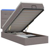 vidaXL Ottomanbed met matras en LED-verlichting, taupekleurig, 90 x 200 cm, met stoffen bekleding