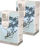 Merkloos Set van 2x stuks kerstverlichting helder buiten 80 lampjes lichtsnoer 600 cm