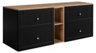 3xE living meuble sous-vasque 180 cm, 4 tiroirs, noir/chêne Craft