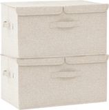 vidaXL Opslagdozen Nonwoven stof 2 compartimenten Crèmekleurig