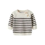 NAME IT BABY gebreide gestreepte trui - offwhite/donkerbruin