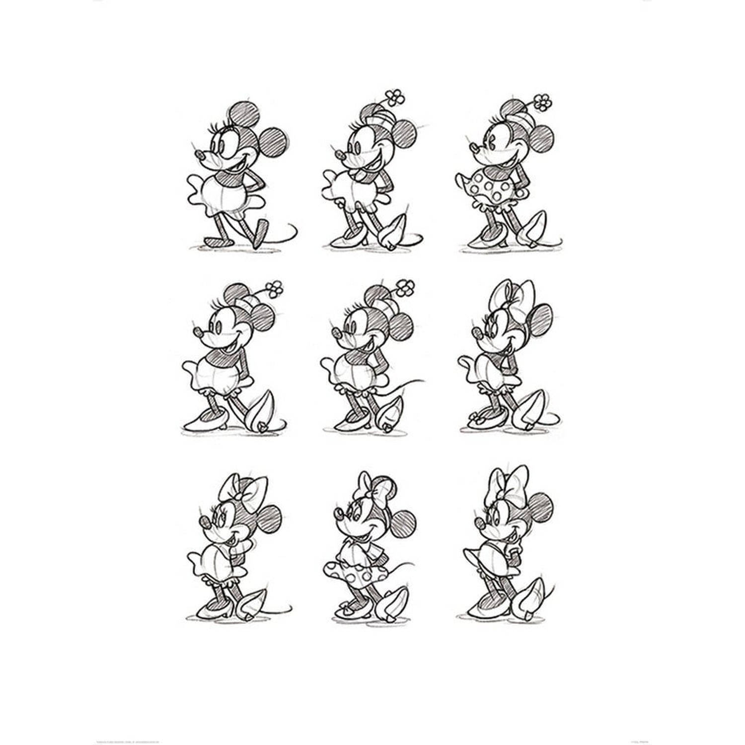 Pyramid minnie mouse sketched multi kunstdruk 60x80cm