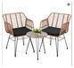 Salon de jardin d'extérieur en rotin - Ensemble bistrot pour 2 personnes - Cadre en métal - Résistant aux intempéries, convient pour balcon et terrasse - Petit salon de jardin pour le jardin - Aspect bois, couleur bois