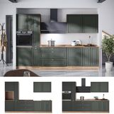 Vicco Complete keukeneenheid Fame-Line, Groen-Goud Landhuis/Goudkleurig Eiken, 310 cm, WB Eik