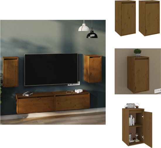 vidaXL Wandkasten 2 stuks 30x30x60 cm massief grenenhout honingbruin