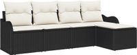 vidaXL Tuinbank Set Zwart en Wit Polyrattan