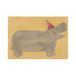 Carte hippopotame avec chapeau de fête
