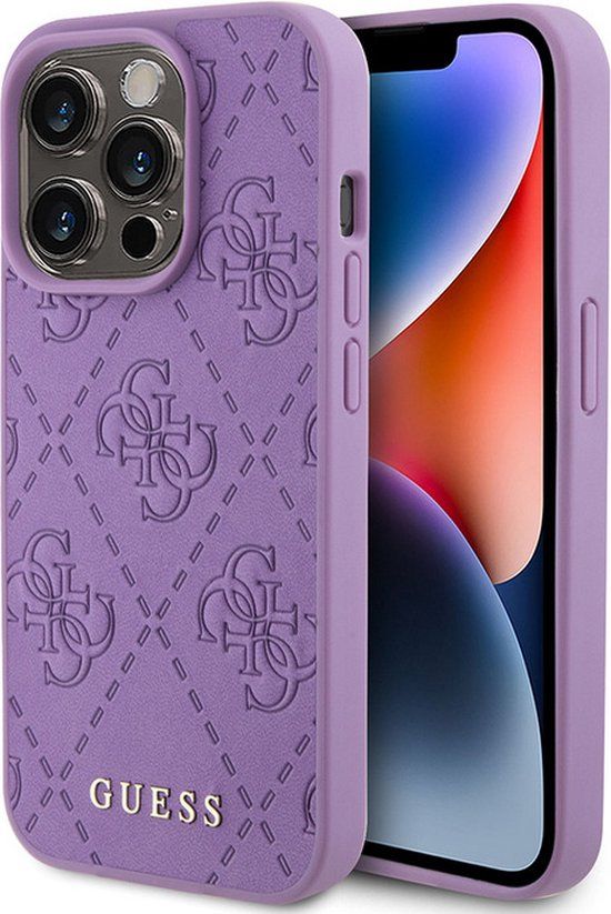 Guess 4G Stamped Back Case - Apple iPhone 15 Pro - Paars