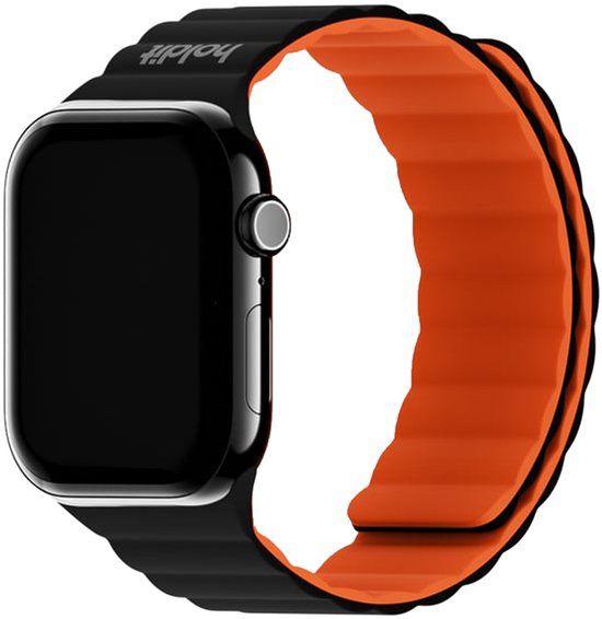 Holdit Siliconen bandje magneet voor de Apple Watch | 44/45/46/49 mm - Orange & Black