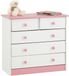 IDIMEX Commode RONDO avec 5 tiroirs en blanc/rose