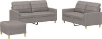 vidaXL 3-delige Loungeset met kussens stof taupe