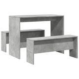 Icecat Ensemble de table et bancs de salle à manger 3 pièces bois traité gris béton