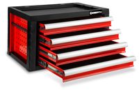 Merkloos Gereedschapskoffer gereedschapskist gereedschapskast - 4 laden - Telescopische rails - Afsluitbaar - Rood
