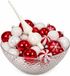 Jja Showroom And Head Office Boules de Noël - 60x - blanc avec rouge - plastique - incl. étoile en verre - décoration de Noël
