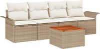 vidaXL Banc de jardin avec coussin 5 pcs Beige polyrattan