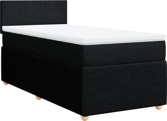vidaXL Boxspring met matras stof zwart 100x200 cm