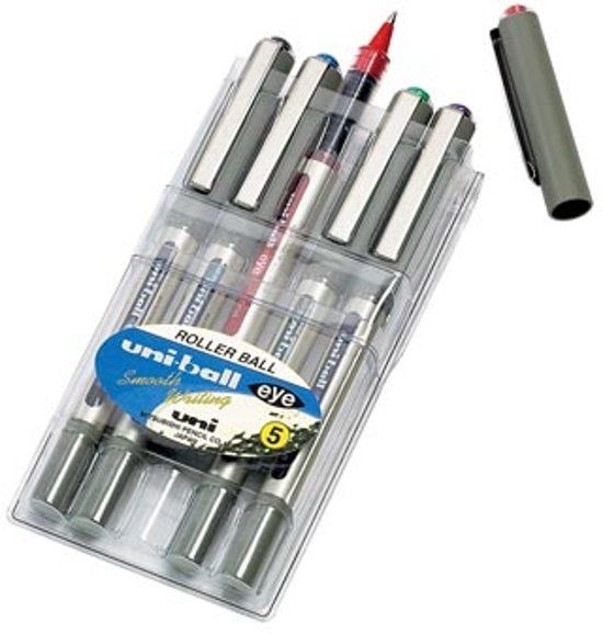uni-ball roller Eye Fine en Micro Fine - 0.5 mm - blauw - 5 stuks