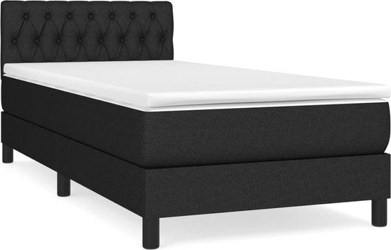 vidaXL Boxspring met matras stof zwart 100x200 cm
