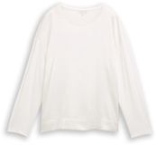 Tom Tailor - Loose fit shirt met lange mouwen in materiaalmix - Maat XXL - Whisper White