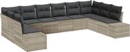 vidaXL Banc de jardin - Set - avec - coussin - 10 - pièces - Gris clair - poly - rotin