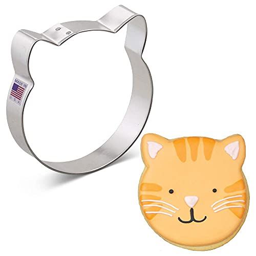 Ann Clark Cookie Cutters Cat Face Cookie Cutter, 4.4"
