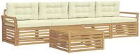 vidaXL - Buiten - bank - set - 5 - st - Wit - en - crèmekleurig - Massief - Acacia - Hout