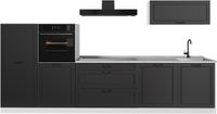 Vicco Complete keukeneenheid R-Line, Antraciet landelijk/Wit, 340 cm marmer werkblad
