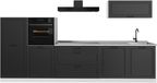 Vicco Complete keukeneenheid R-Line, Antraciet landelijk/Wit, 340 cm marmer werkblad
