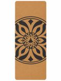 Tapis de yoga en liège 61x183 cm avec impression MANDALA POWER pour yoga, fitness et pilates