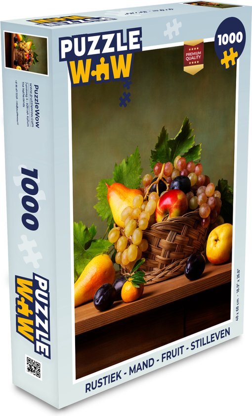 MuchoWow Puzzel Rustiek - Mand - Fruit - Stilleven - Legpuzzel - Puzzel 1000 stukjes volwassenen - Sinterklaas cadeautjes - Sinterklaas voor grote kinderen