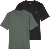 Marc O'Polo T-shirt Small-Logo Set van 2 Zwart/Groen Katoen XXL