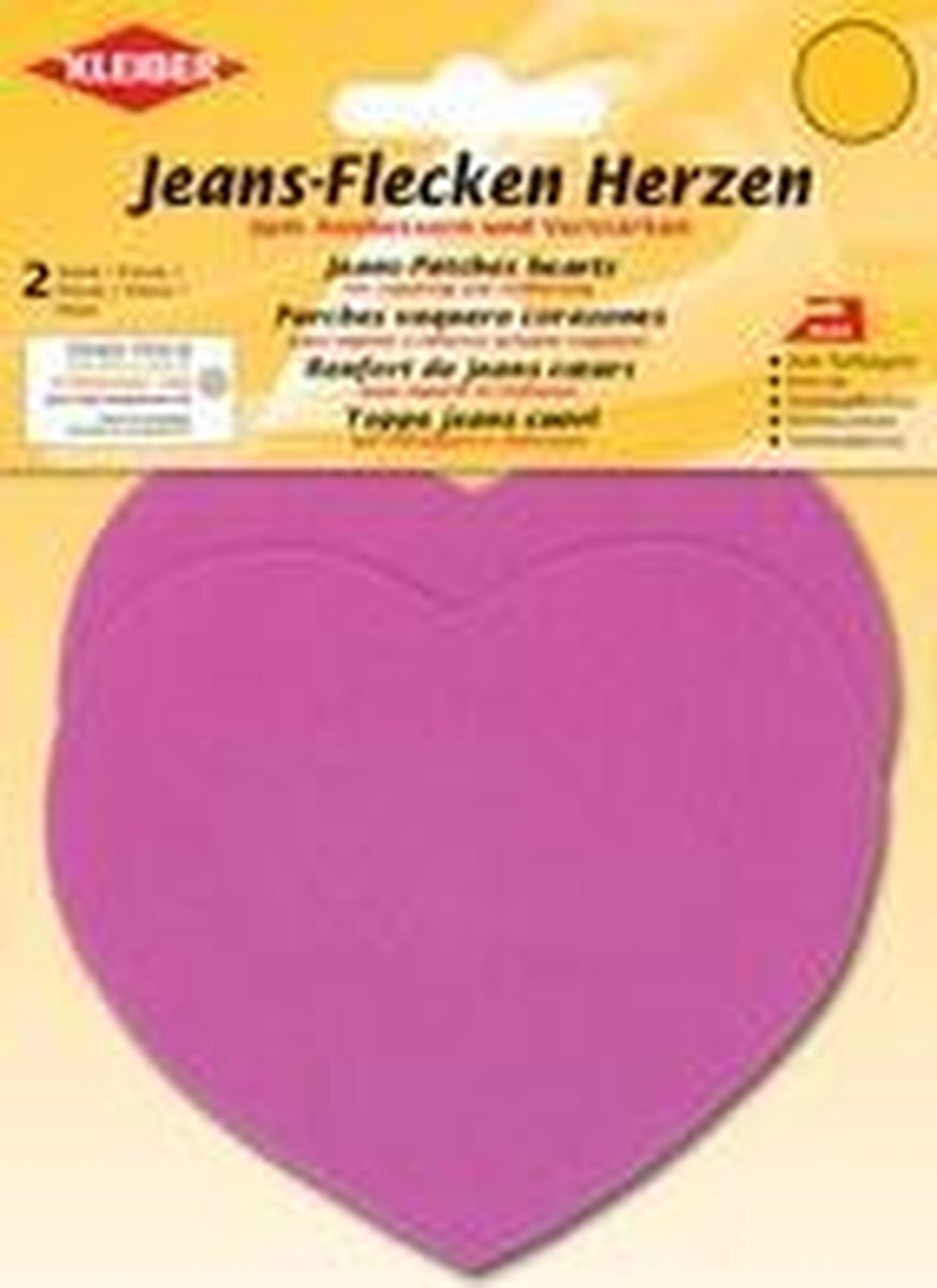 Kleber KLEIBER jeanspatches hartjes, 85 x 105 mm, roze