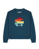 Watapparel Sweatshirt 'Retro Sunset Cat' lichtblauw / geel / petrol / rood