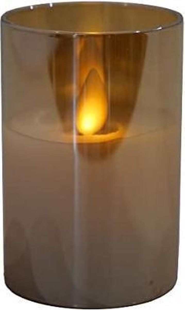 PEHA Led-kaars In Kaarshouder Smoked 15 Cm Glas Goud