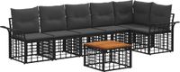 vidaXL Hoek loungeset 6 zitplaatsen Polyester Zwart en Donkergrijs