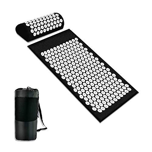 Auto-Dress Acupressuurmat set met kussen multifunctionele massagemat tegen rugpijn incl. draagtas (zwart)