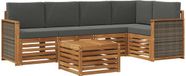 vidaXL Ensemble de salon Banc 5 pièces Acacia Bois Naturel et Anthracite Inclus Table