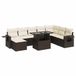 vidaXL Loungeset 9-delig avec coussins, polyrotin, brun
